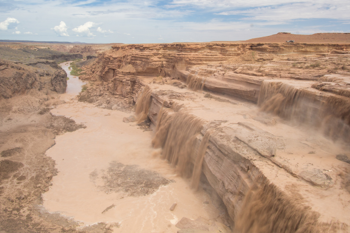 Overview of Grand Falls or Chocolate Falls in Arizona