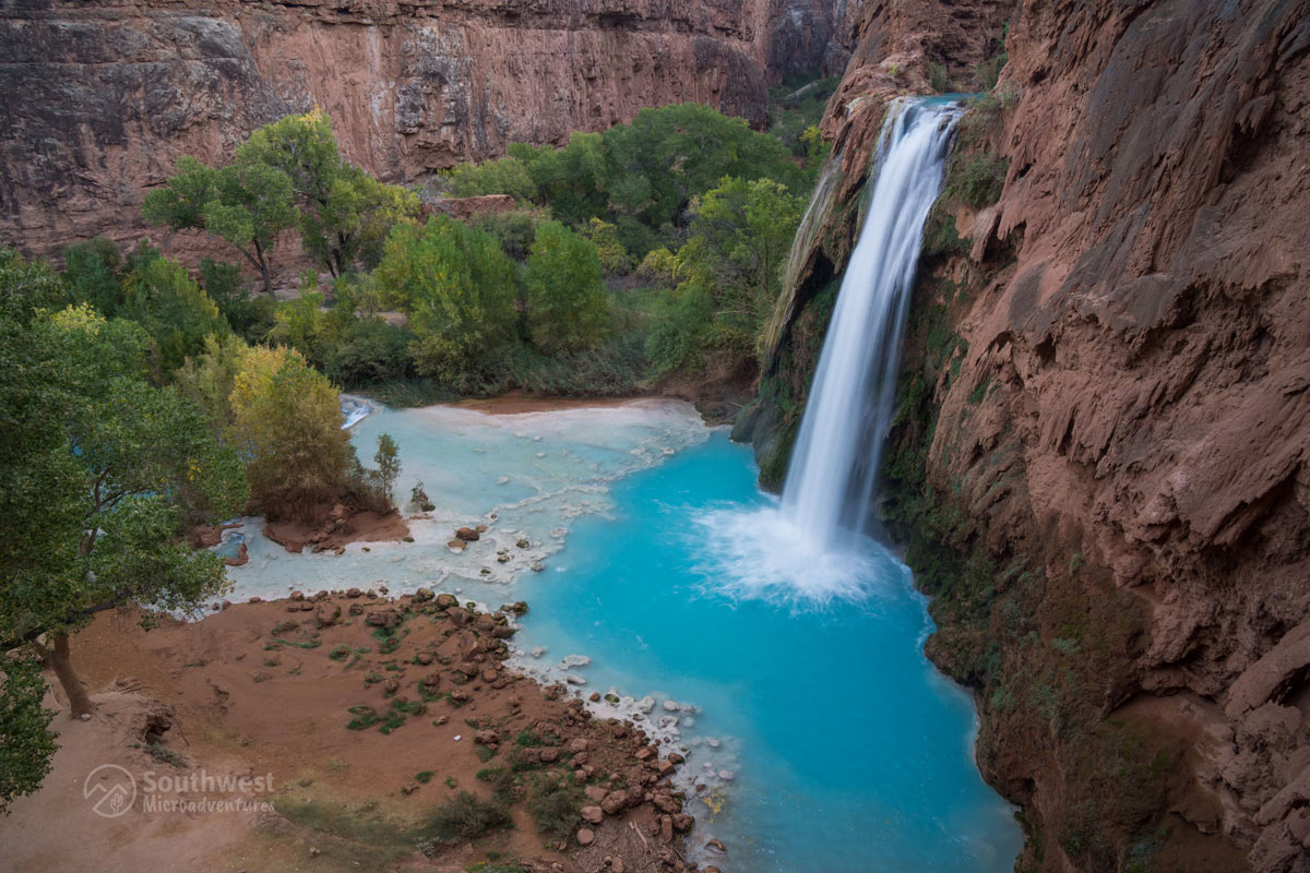 The majestic Havasu Falls during sunrise.