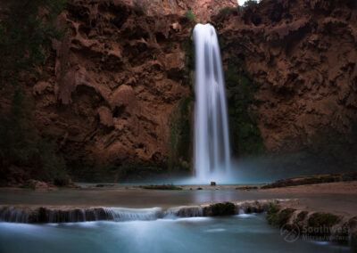 Mooney Falls during first light of day. Before sunrise.