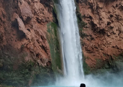 Shooting Mooney Falls from the side.