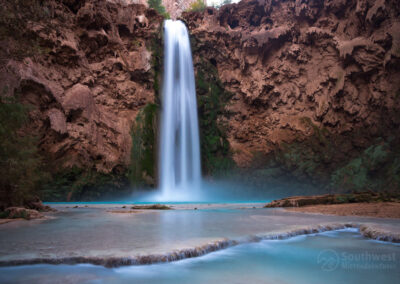 The main view of Mooney Falls from the middle of the creek.