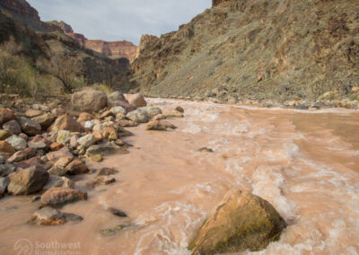 Looking downriver on the Colorado River and Hermit Rapids.